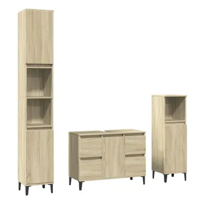 vidaXL Bathroom Furniture Set Piece Sink Cabinet Sonoma Oak Engineered Wood