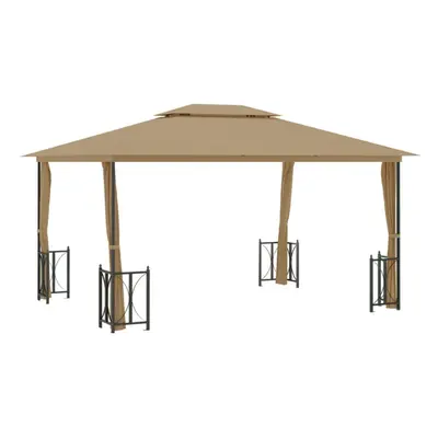 (taupe, x m) vidaXL Gazebo with Sidewalls & Double Roof Tent Multi Colours 3x3 m/3x4 m