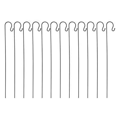 12 x Shepherds Crook Black Metal Garden Border Hooks (1m)