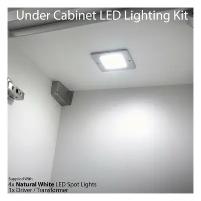 4x 5W LED Spotlight & Driver Kit Kitchen Cabinet Panel Light NATURAL WHITE