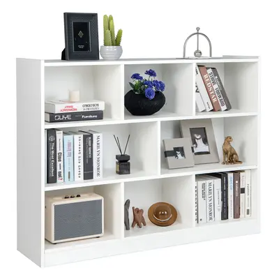 Wooden Tier Bookcase w / Cube Open Shelf Storage Cube Wood Cabinet