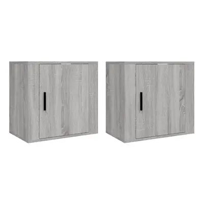 (Grey sonoma, x Bedside cabinet) vidaXL 1/2x Wall-mounted Bedside Cabinet Floating Nightstand Mu