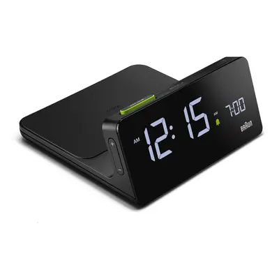 Braun Digital Alarm Clock with Wireless Fast-Charging Pad, Black, BC21BUK