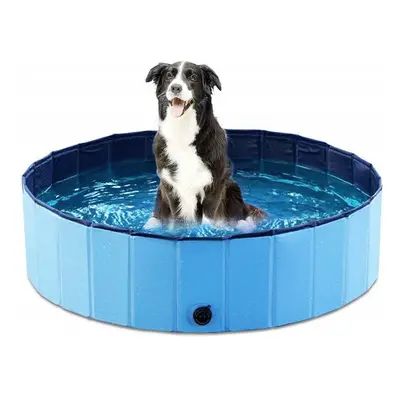 (Blue S) Pet Pool Collapsible Dog Bath Tub Outdoor Cat Dog Cleaning Supplies