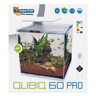 (White) Superfish Qubiq Aquarium Nano Fish Tank Integrated Filter, Optional LED Light