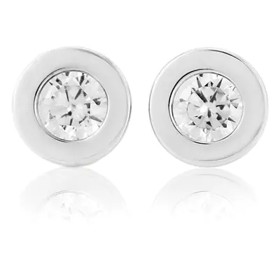 Jewelco London Ladies 9ct White Gold Cubic Zirconia Donut Ring Stud Earrings 6mm - SENR02553