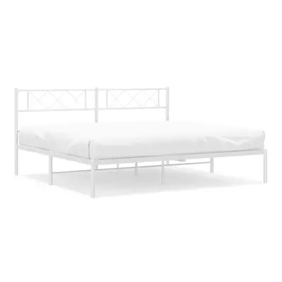 (white, x cm/with headboard) vidaXL Metal Bed Frame Bedroom Platform Bed Base Bedstead Mattress 