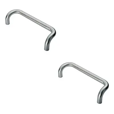 2x Cranked Pull Handle x 25mm 300mm Fixing Centres Satin Stainless Steel