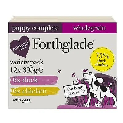 Forthglade Complete Natural Wet Dog Food - Wholegrain Variety Pack (12 x 395g) Trays - Chicken &