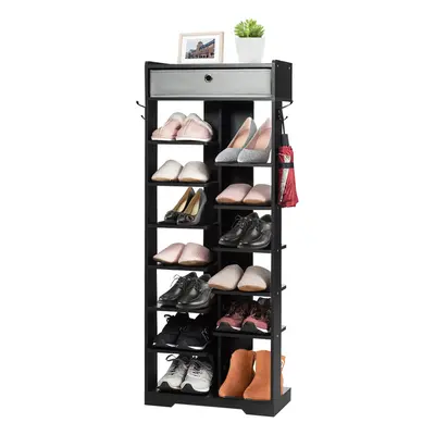 Wooden Shoe Rack w/Drawer Free Standing Shoe Storage Shelf