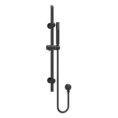 Round Slide Rail Shower Kit with Outlet Elbow - Matt Black