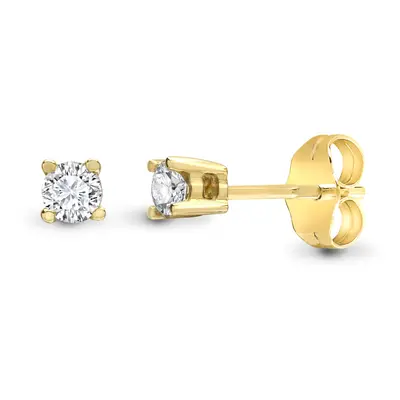 Jewelco London Ladies Solid 9ct Yellow Gold Claw Set Round H I1 0.15ct Diamond Solitaire Stud Ea