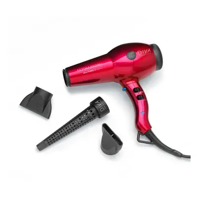 Diva Ultima Pro Hair Dryer + Free Air Styling Wand Red