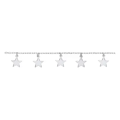 Jewelco London Ladies Sterling Silver Star Meltzer Superstar Charm Bracelet 10mm 6.5 inch - GVB4