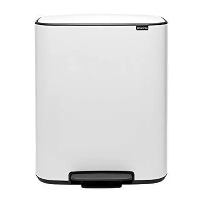 Brabantia Recycling Pedal Bin, Steel, White, Large (2x30L)