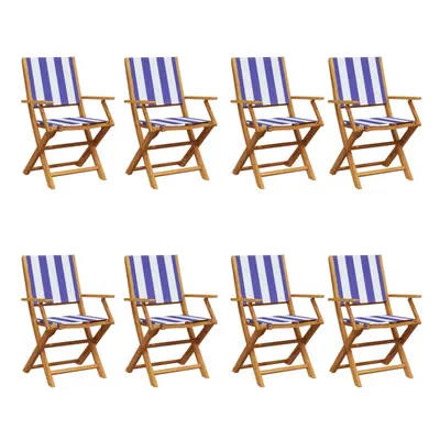 (blue and white, pcs) vidaXL Garden Chairs Outdoor Chair Dining Chair Solid Wood Acacia and Fabr