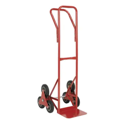 150Kg Stair Climbing Sack Truck & Solid Tyres - Deep Foot For Larger Boxes - RED