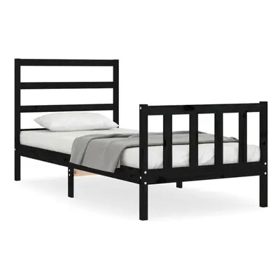 (black, x cm) vidaXL Bed Frame Bed Base Platform Bed with Headboard White Double Solid Wood