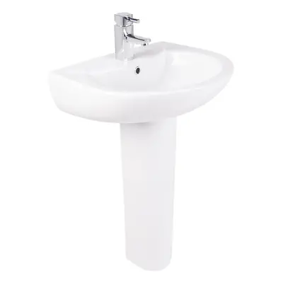 NRG Bathroom Cloakroom Full Pedestal 540mm Basin Compact Single Tap Hole Sink