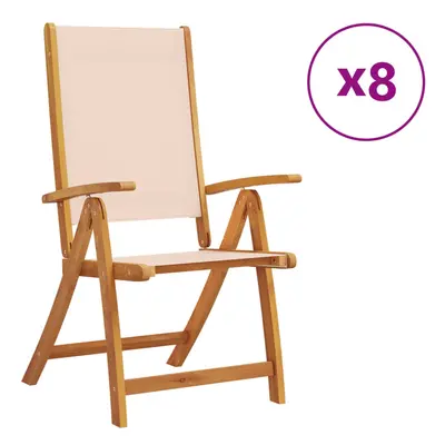 (cream, pcs) vidaXL Folding Garden Chairs Dining Chair Solid Wood Acacia and Textilene