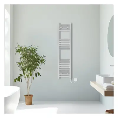 (Chrome, 1200x300mm) Prefilled Electric Straight Heated Towel Rail Radiator Ladder Warmer