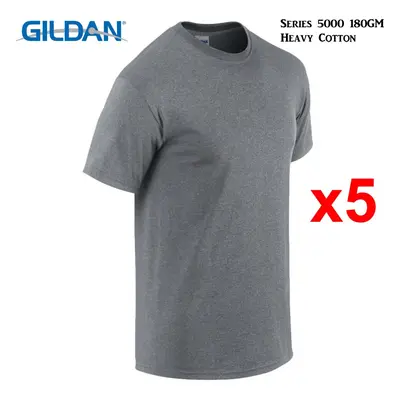 (L) Packs Gildan T-SHIRT Blank Plain Basic Tee Men Heavy Cotton (Graphite Heather)