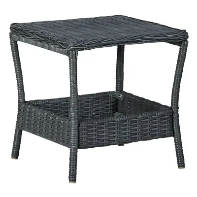 vidaXL Garden Table Dark Grey Poly Rattan Patio Coffee Dining Table Furniture