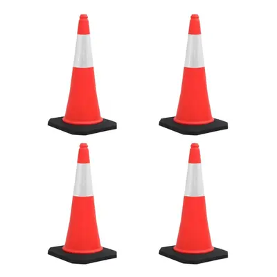 vidaXL 4x Reflective Traffic Cones with Heavy Bases Signage Road Traffic Signs