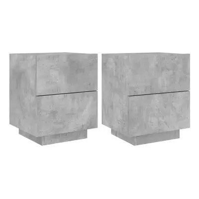 (concrete grey, pcs) vidaXL Bedside Cabinets with LED Lights Nightstand Bed Table Engineered Woo