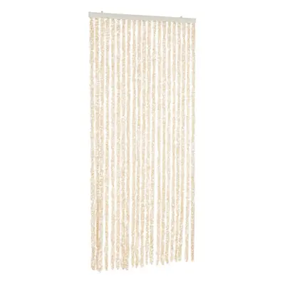 vidaXL Fly Curtain Door Curtain Fly Screen Beige and White 100x230 cm Chenille