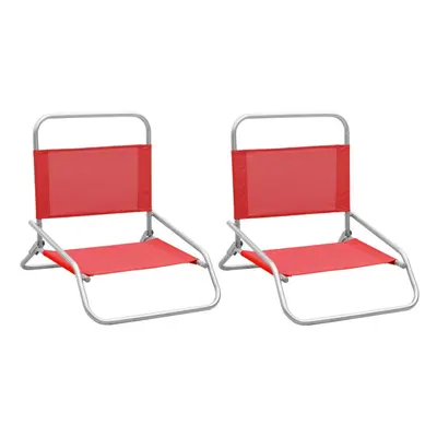 Folding Beach Chairs pcs Red Fabric