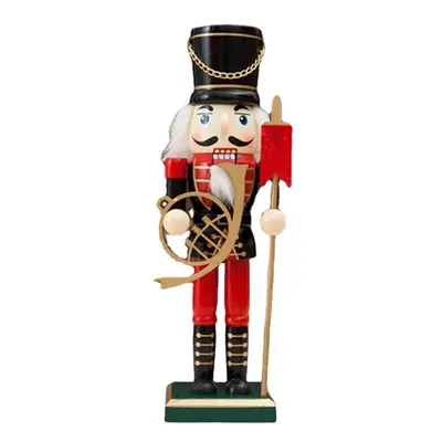 (Black) 25cm Wooden Nutcracker Doll Soldier Vintage Handcraft Decoration Gifts