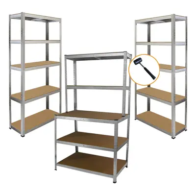 2 Silver Racking Units Tier & Workbench Garage Storage Warehouse Shelving