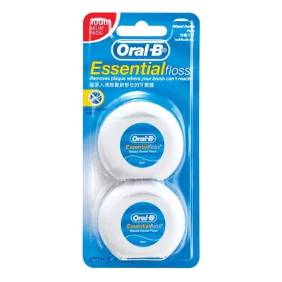 Oral B - Essential Floss Waxed Dental Floss 50m (TWIN PACK) 2'S