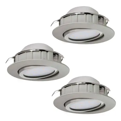 3 PACK Flush Ceiling Downlight Satin Nickel Plastic 6W Built in LED