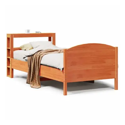 vidaXL Bed Frame with Headboard Bed Base Wax Brown 100x200 cm Solid Wood Pine