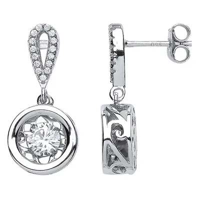 Jewelco London Ladies Sterling Silver Cubic Zirconia Solitaire Drop Earrings - GVE471