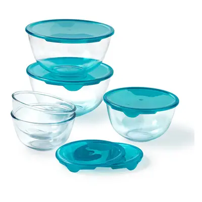 Pyrex Set of Heavy Duty Glass Salad Bowls with Lids (0.5L - 1L - 2L) BPA Free | Made in France, 