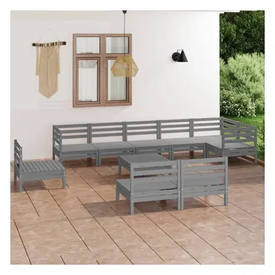 vidaXL Garden Lounge Set Outdoor Lounge Set Piece Solid Wood Pine Grey