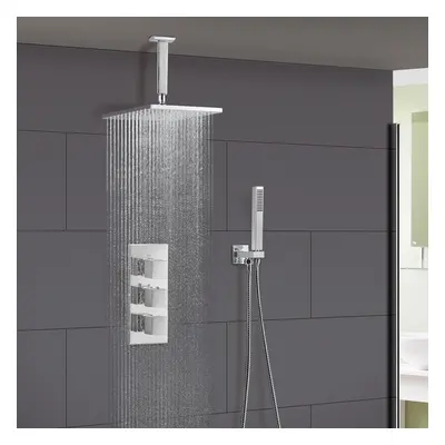 Rose Way Square Concealed Thermostatic Mixer Valve Head Hand Held Shower Set