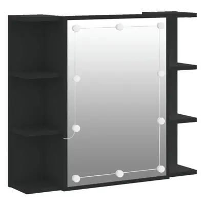 vidaXL Mirror Cabinet with LED Wall-mounted Cabinet Cosmetic Mirror Black