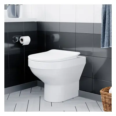 Nes Home Modern Back to Wall Rimless Toilet and Soft Close Seat White