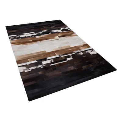 Area Rug x cm Leather Black Beige DALYAN