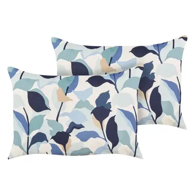 Set of Outdoor Cushions Plant Pattern VEGLINO x cm Blue