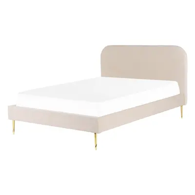 Bed Velvet FLAYAT x cm (EU King Size) Light Beige