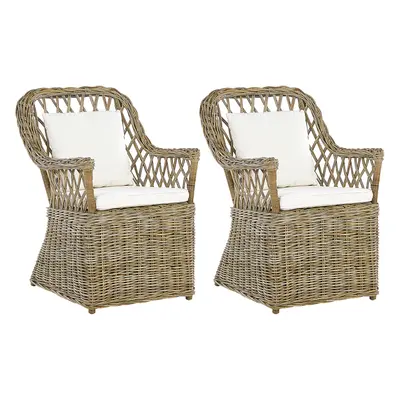 Set of Garden Armchairs with Cushions MAROS Rattan Natural