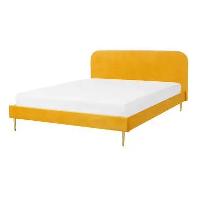 Slatted Bed FLAYAT x cm (EU King Size) Velvet Yellow