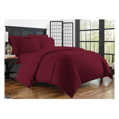 (Double, Claret) 100% EGYPTIAN COTTON TC DUVET QUILT COVER SET SINGLE DOUBLE KING SIZE