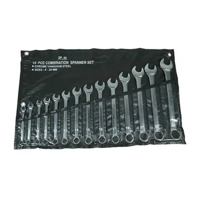 14 Piece Combination Spanner Set 8mm 24mm Chrome Vanadium Kit Garage Tool