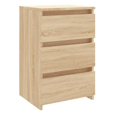 vidaXL Bed Cabinet Sonoma Oak Engineered Wood Indoor Bedside Storage Cabinet